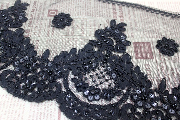 KT025-W 黑色縫珠片(寬22.5公分) (2)